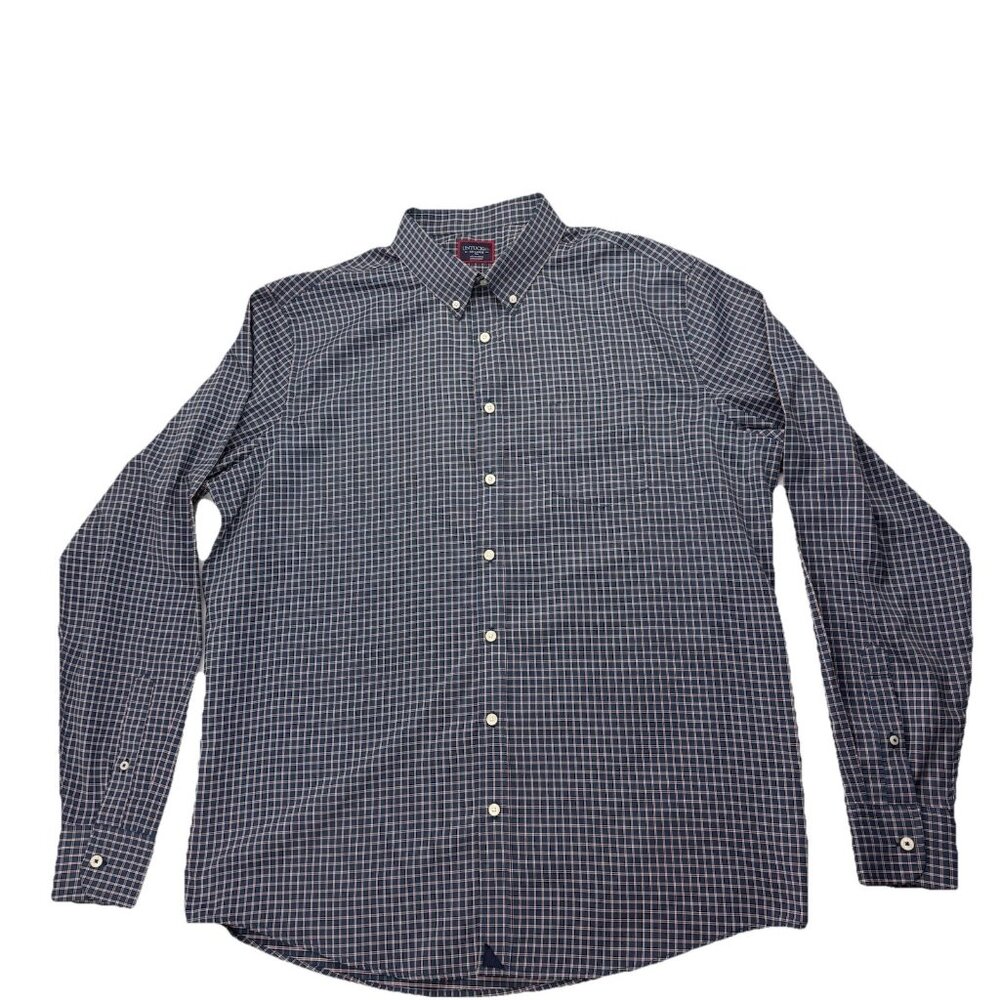 Untuckit Mens XXL Salice Blue Red Plaid Long Sleeve Button Down Shirt